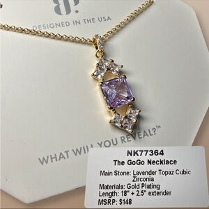 Bomb Party The GoGo Necklace Lavender CZ on Gold